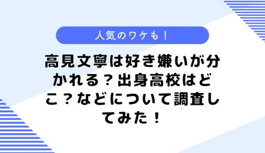 高見文寧は好き嫌いが分かれる？出身高校はどこ？などについて調査してみた！