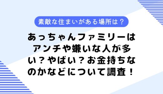 あっちゃんファミリーはアンチや嫌いな人が多い？やばい？お金持ちなのかなどについて調査してみた！